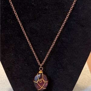 Deep Purple Amethyst crystal caged heart handmade choker necklace